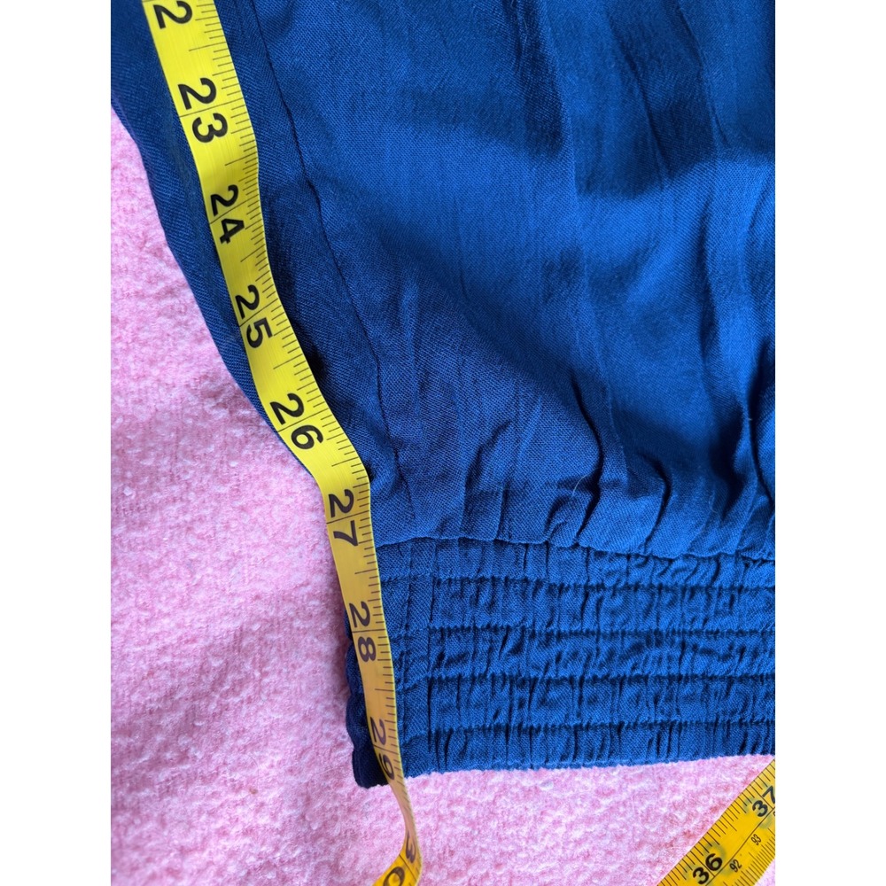 Prana Blue Surplice Halter Jumpsuit Smocked Waist Jogger Leg XL - Picture 5 of 5
